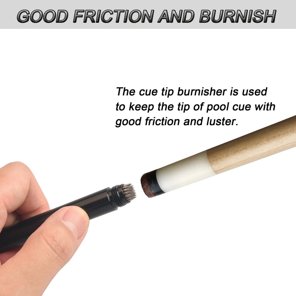 2-in-1 Billiard Pool Cue Chalk Holder with Cue Tip Scuffer Tool Accessory