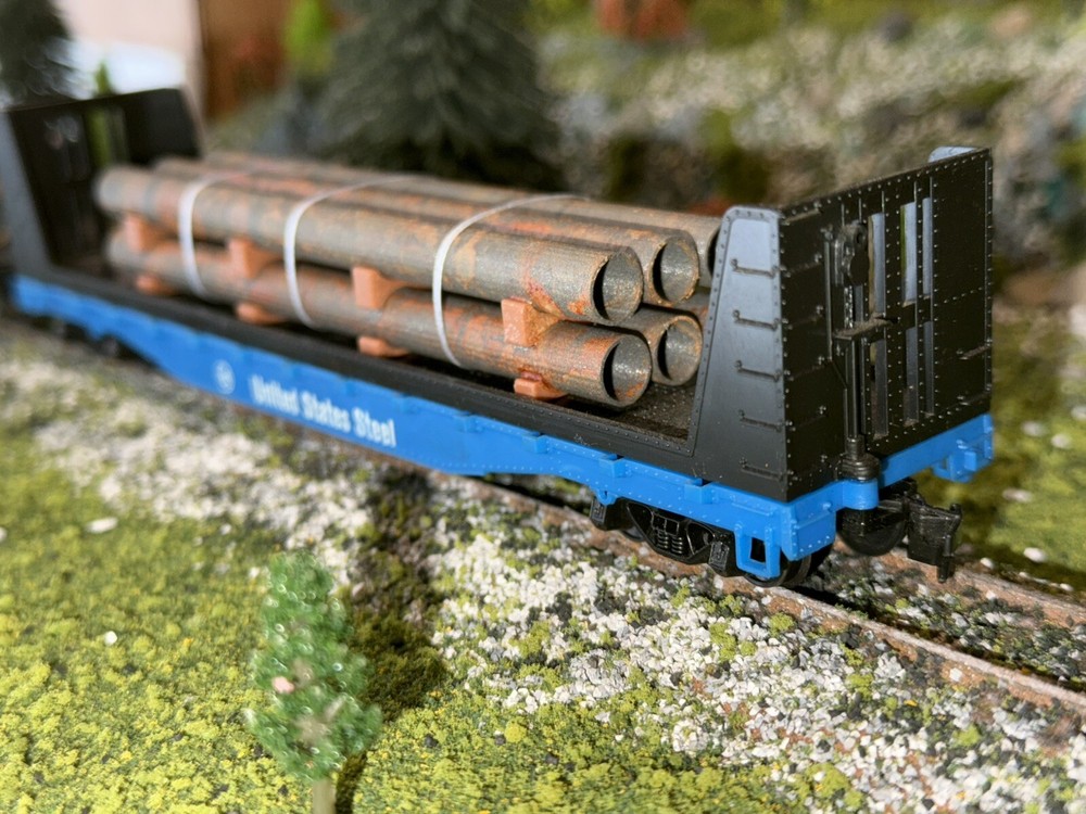 New 1:87 Ho Scale 30FT Rusty Pipe Load (4.5in) (Real Rust) 2pk