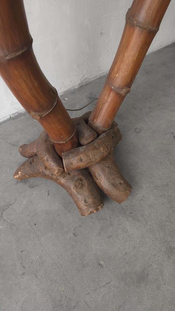 1950s Large Scale Bamboo Floor Lamp