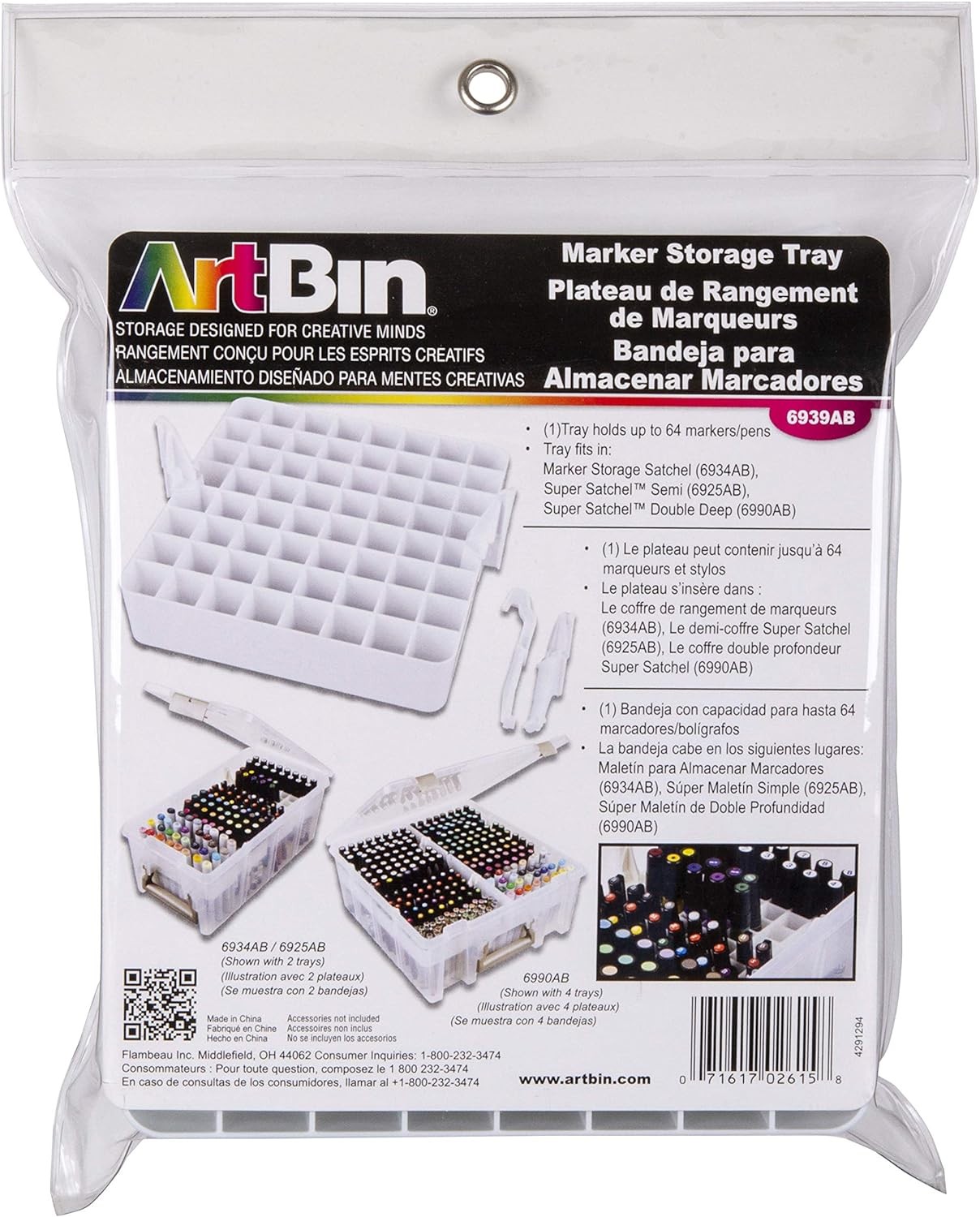 ArtBin Marker Storage Tray 6939AB Organizer Bin Holds 64 Markers/Pens, White