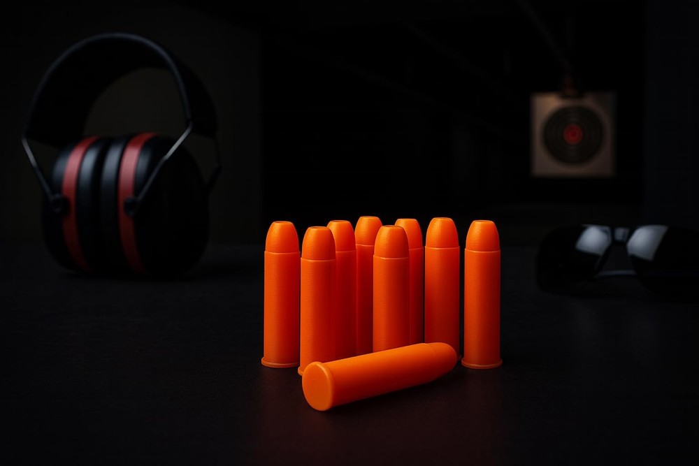TechStudio3D .44 Magnum Dummy Rounds – Durable & Reusable Snap 0.44", Orange
