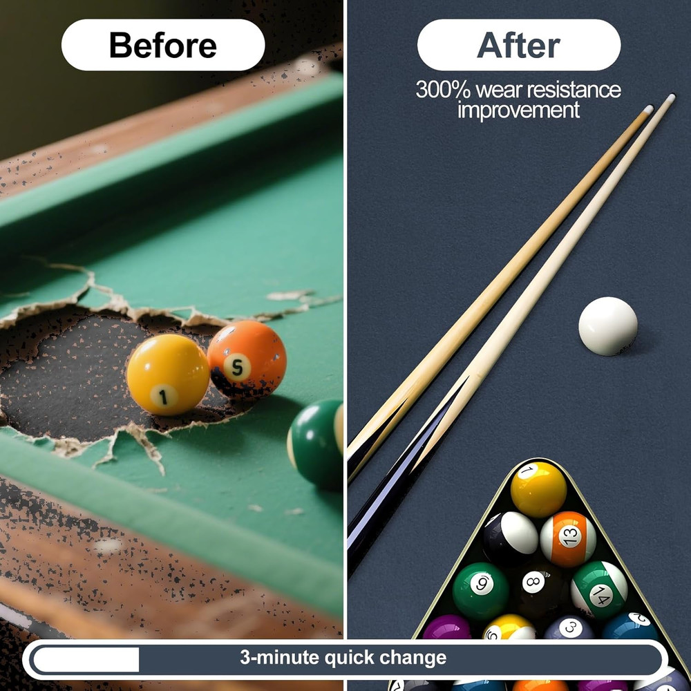 Pre-Cut Pool Table Felt Replacement Kit - 8Ft Billiard Cloth W/Gloves, Strips &
