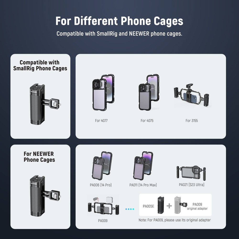 NEEWER Side Handle Grip Wireless Remote Shutter for Smartphone Cage PA005E