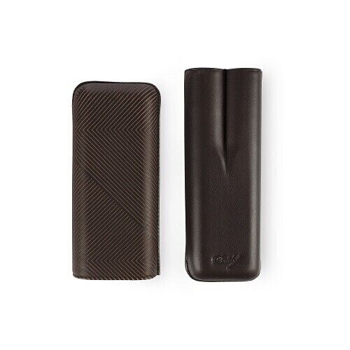 Davidoff Brown Leather Leaf Pattern XL-2 Double Cigar Case / Pouch 105584
