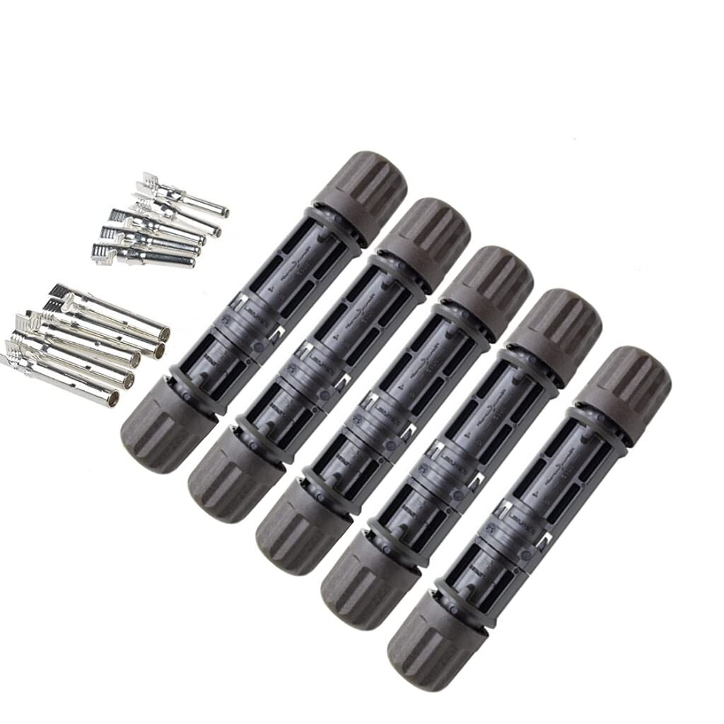 Solar Pv Connector Ip68 1500v 40a Hollow Tinned Copper Terminal Black 5 Pairs