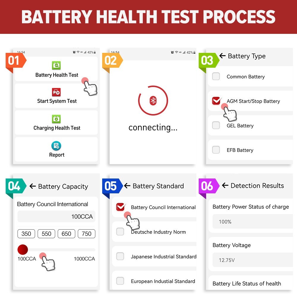 LAUNCH X431 BST360 Battery Tester Clip Analyzer Bluetooth 12V 2000CCA Voltage*……