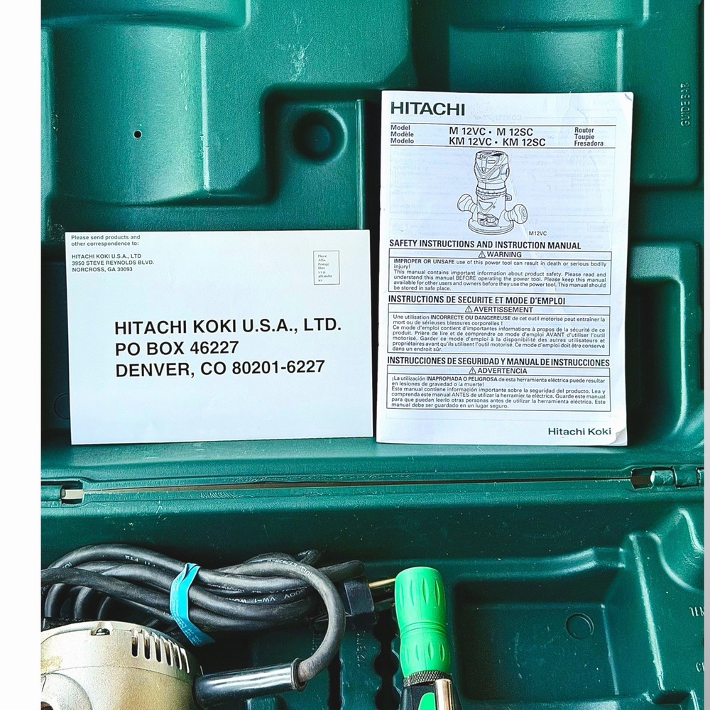 EX+ HITACHI M12VC 1/2” 1/4” VARIABLE SPEED FIXED BASE ROUTER W/PLUNG & CASE #23