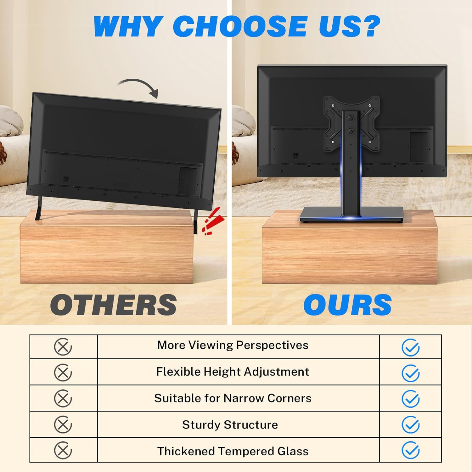 Universal Swivel Tabletop TV Stand for Flat Screens 23 24 26 32 39 40 42 43 Inch