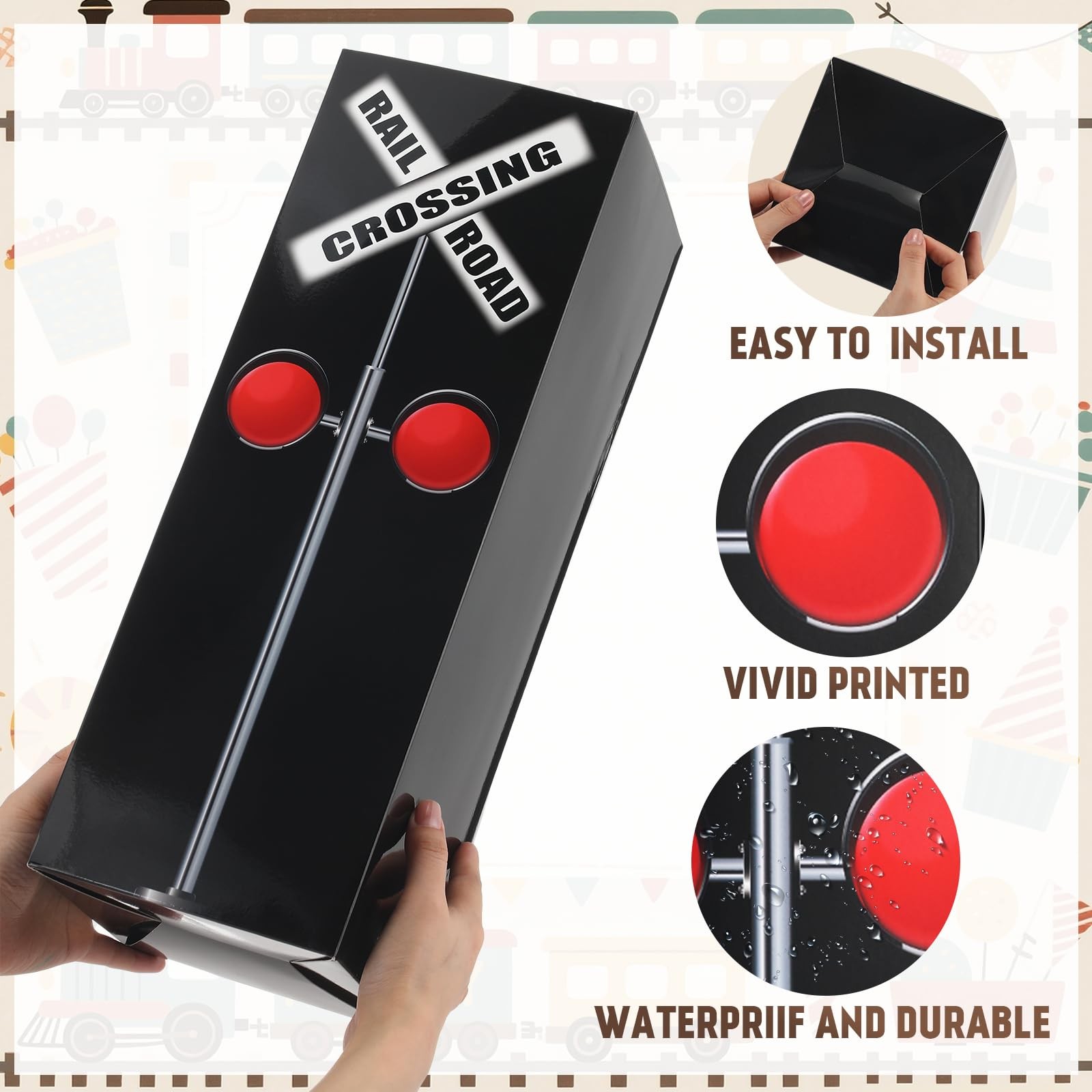 3 Pcs Train Birthday Party Decorations Express Train Backdrop Railroad Aisle ...