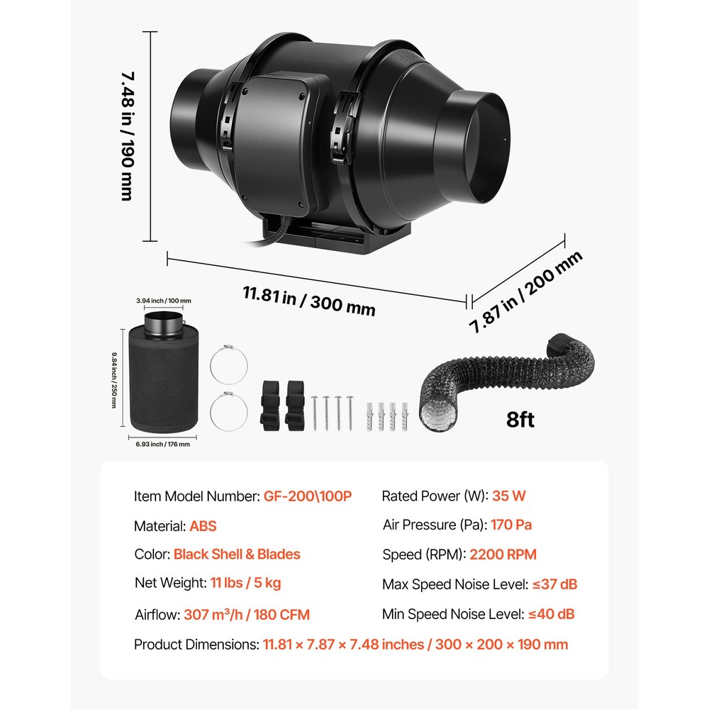 Uimoso 4-inch Inline Duct Fan with Filter and Adjustable Speed Controller