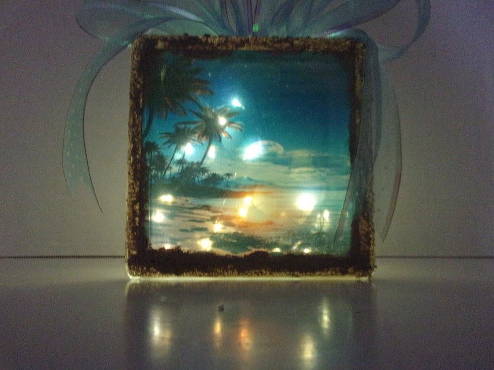 Palm Tree Lighted Glass Block