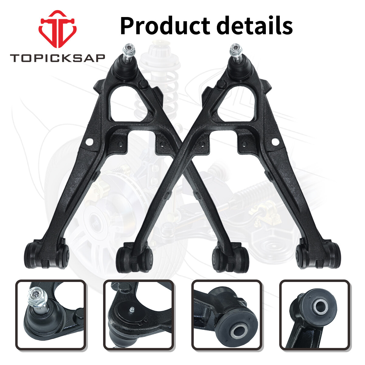 12 Front Upper Lower Control Arm Kit for 2007-2013 Escalade Chevy Silverado GMC