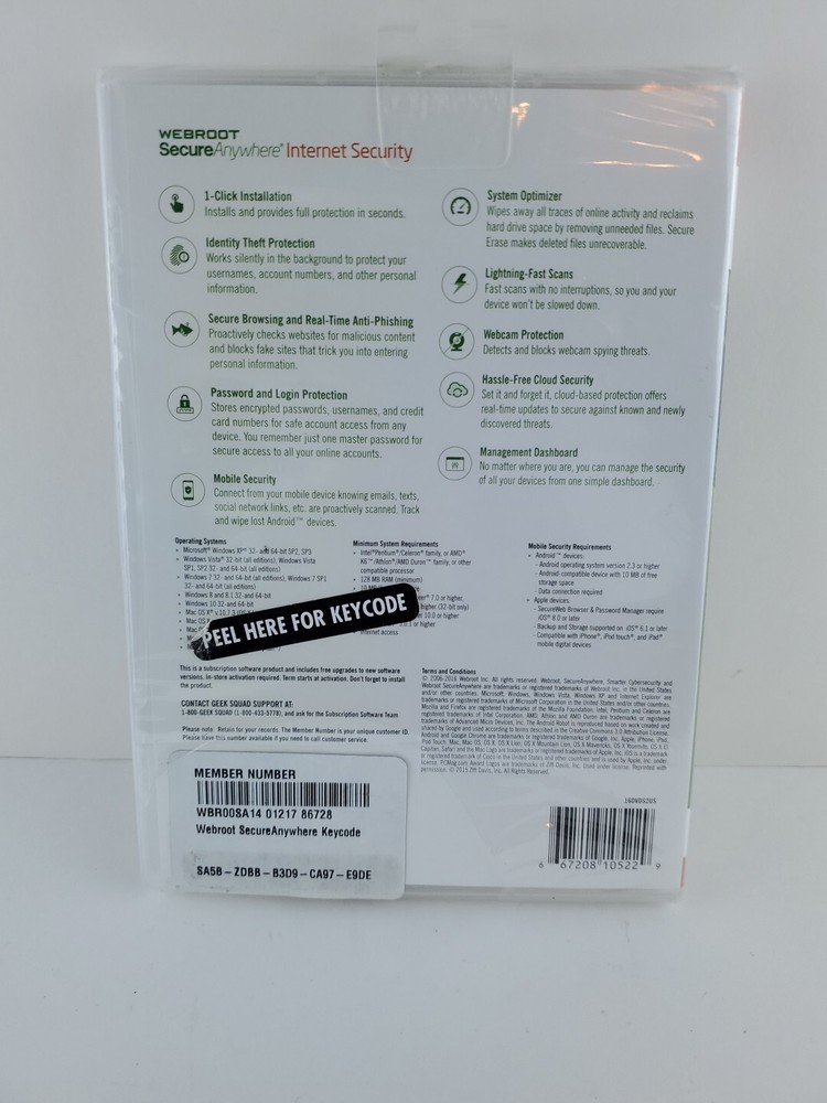 Webroot Secure Anywhere Internet Security 3 Devices for PC/MAC/Mobile NEW/SEALED