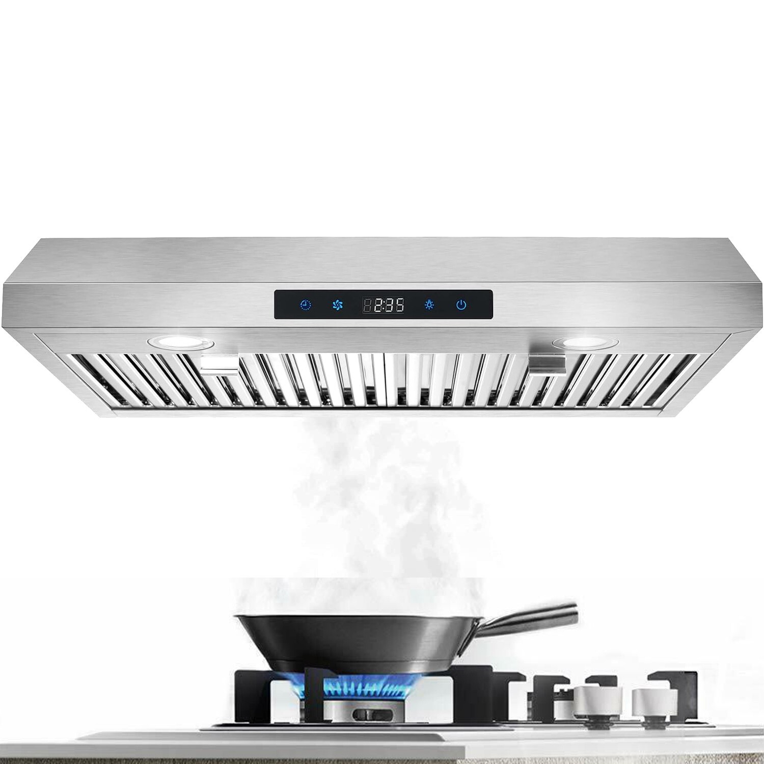 30 inch Kitchen Under Cabinet Range Hood 600CFM Stainless Steel 3-Speed Touch