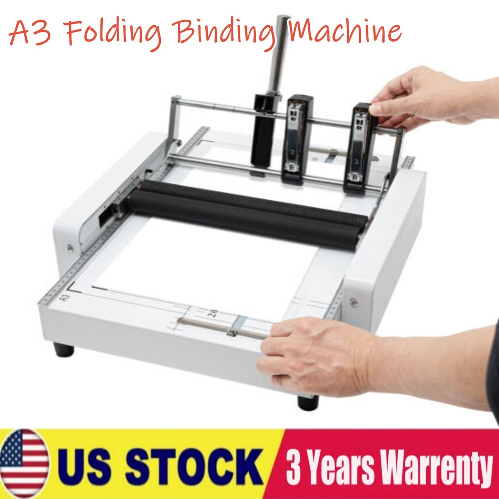 A3 Booklet Folding Binding Machine Paper Stapling Making Book Stapler w/ Staples