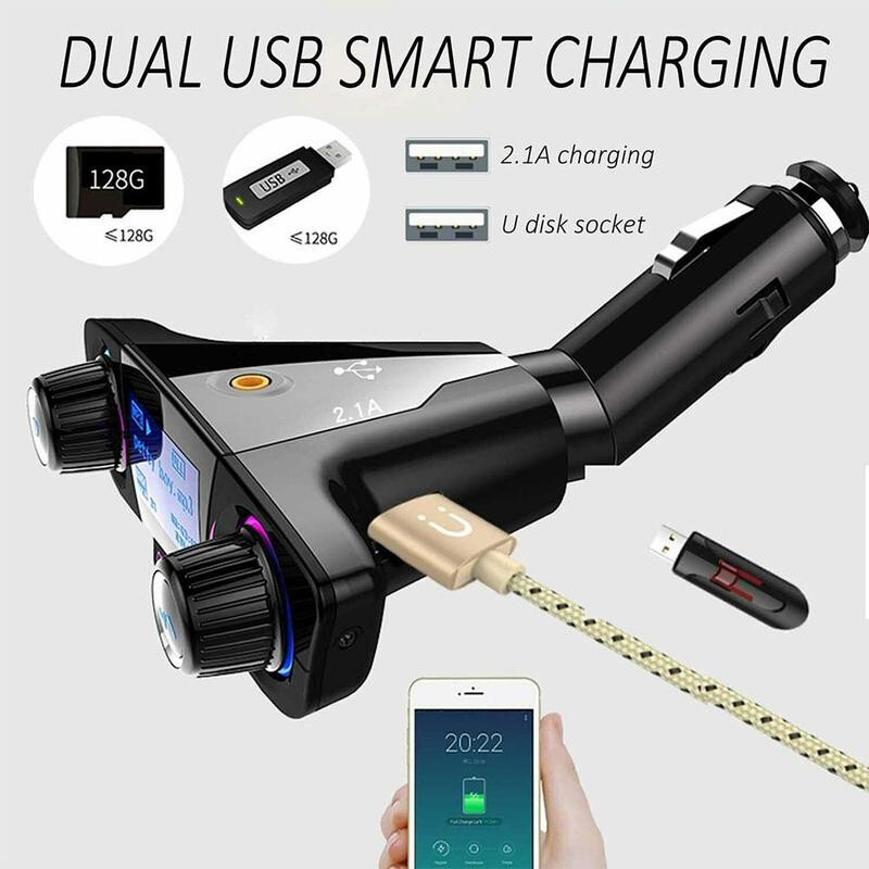 Wireless Bluetooth FM Transmitter Car MP3 Player 1.3in LED Screen W/USB Charger