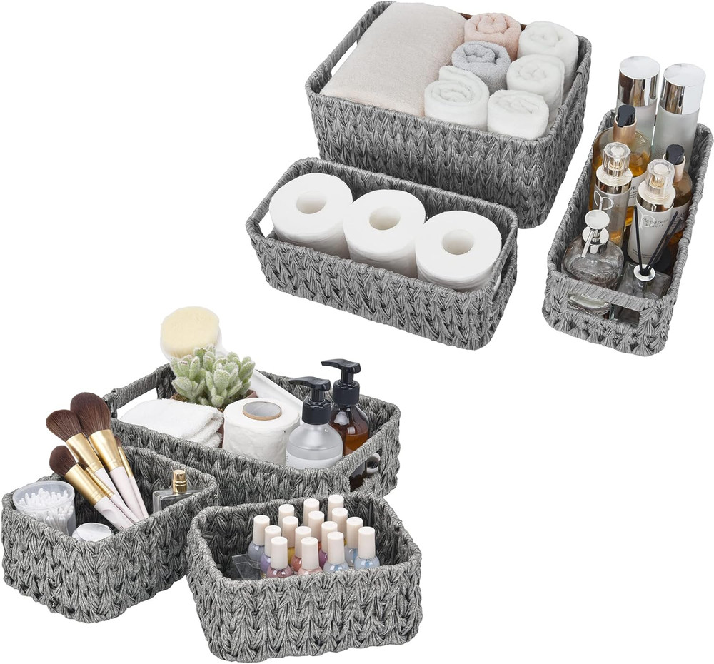 Bundle of 3-Pack Wicker Baskets & 3-Pack Wicker Storage Baskets