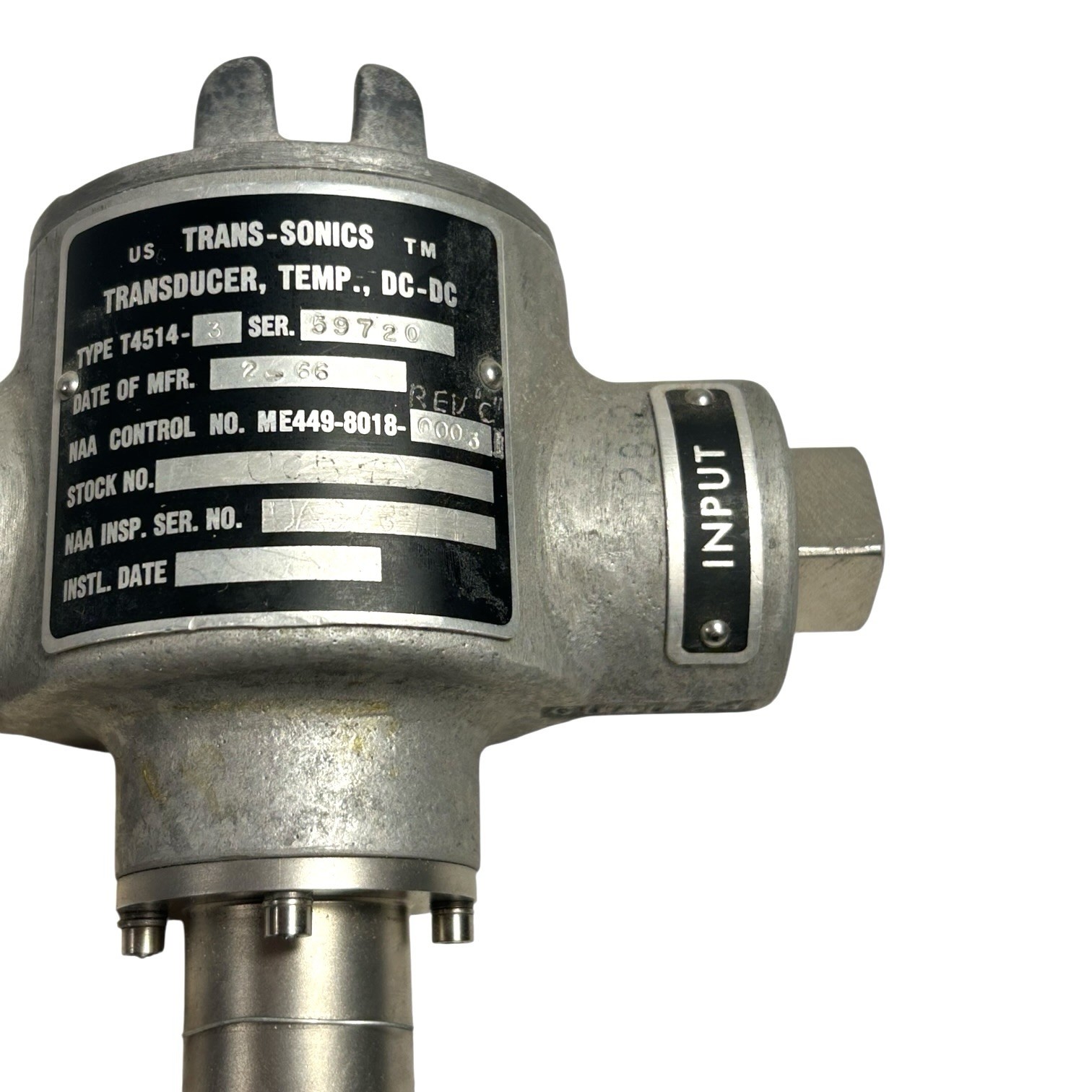 Vintage NASA Authentic Apollo Command Module Pressure Transducer