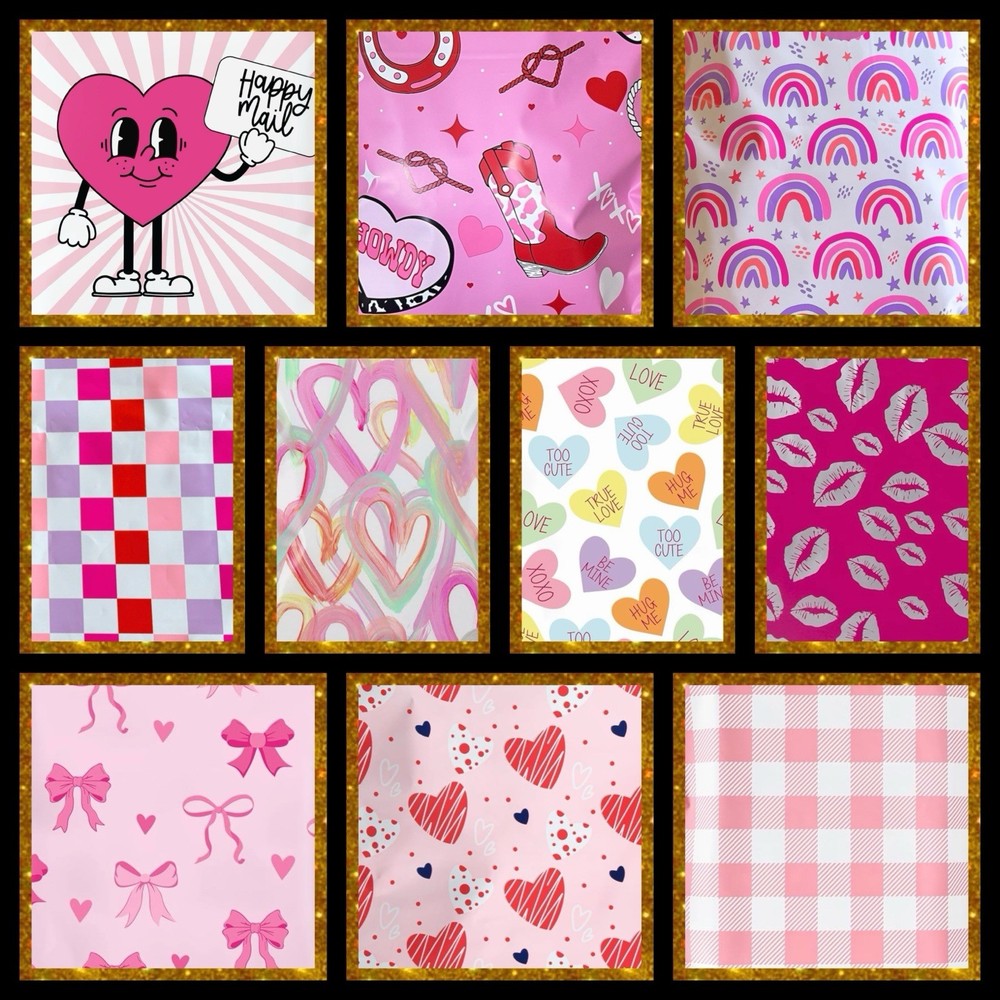 Poly Mailers Heart Assortment 10x13