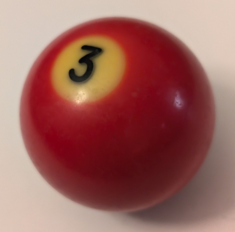 Vintage Solid Red Pool Ball #3 - Black Number - Unbranded Billiard Replacement