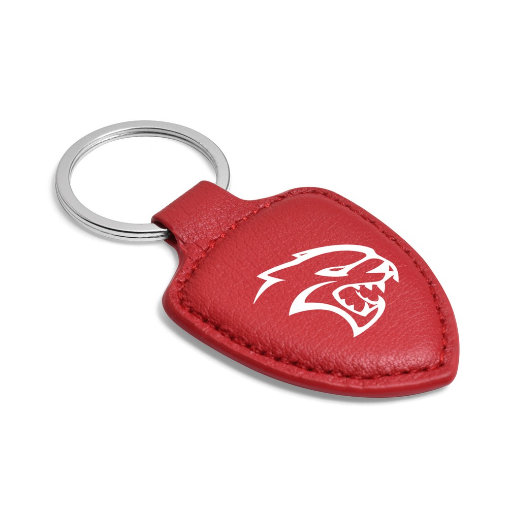 Dodge SRT Hellcat Soft Real Red Leather Shield-Style Key Chain