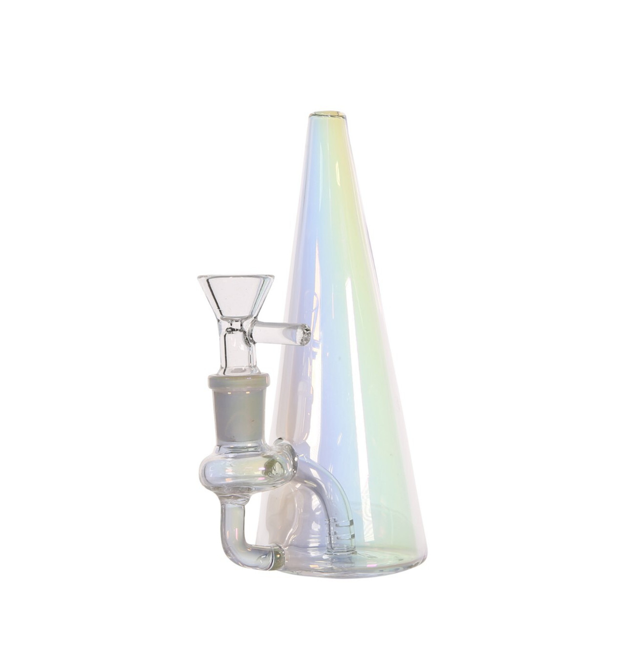 6.5" Holographic Prism Color Changing Glass Volcano Cone Water Pipe Bong 14mm
