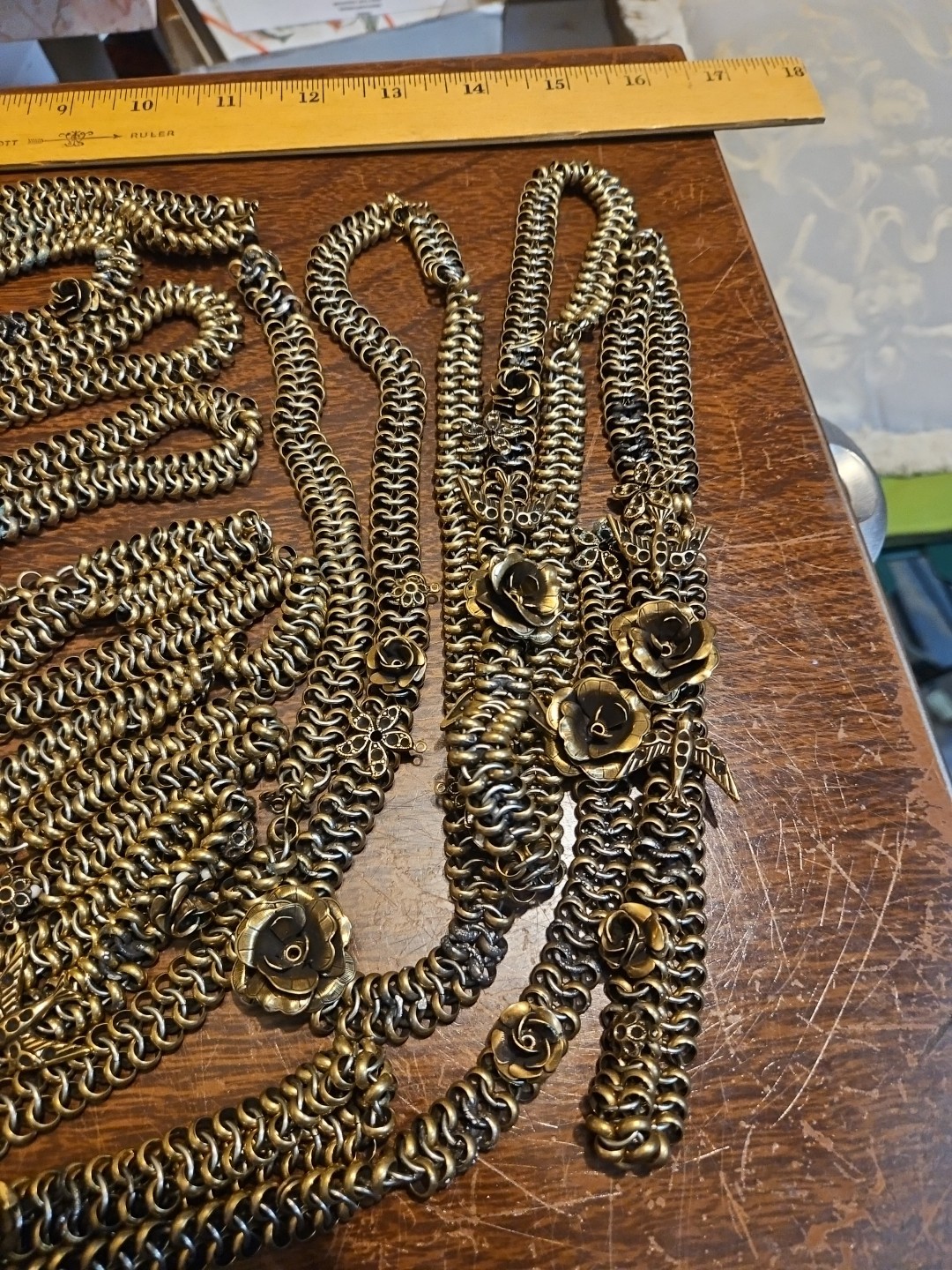 Huge Repurposing Lot Chains Pieces Vintage 60s Brass Stampings Findings Jewelry