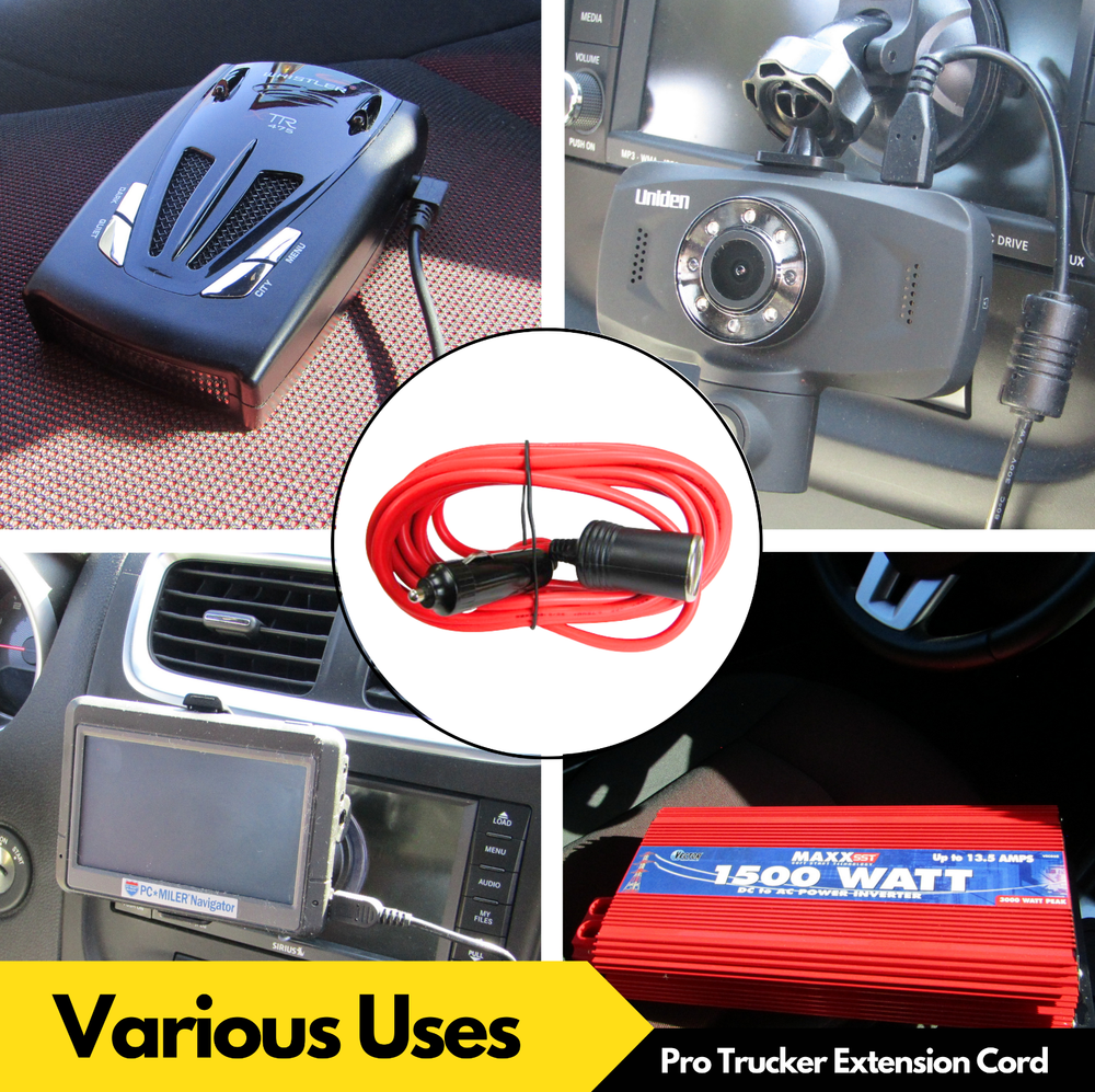ProTrucker 12V Cigarette Lighter Extension Cord Power Cable 12FT Plug Socket 24V