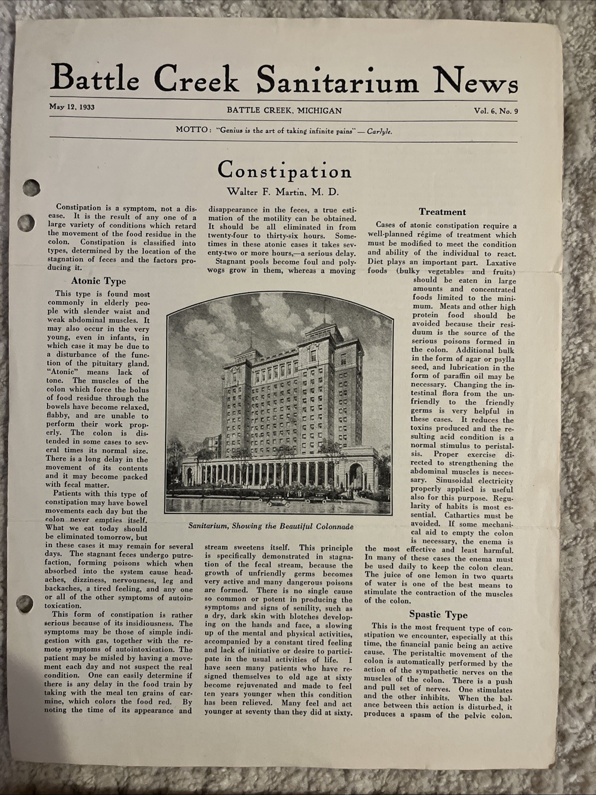 Battle Creek Sanitarium Newsletters