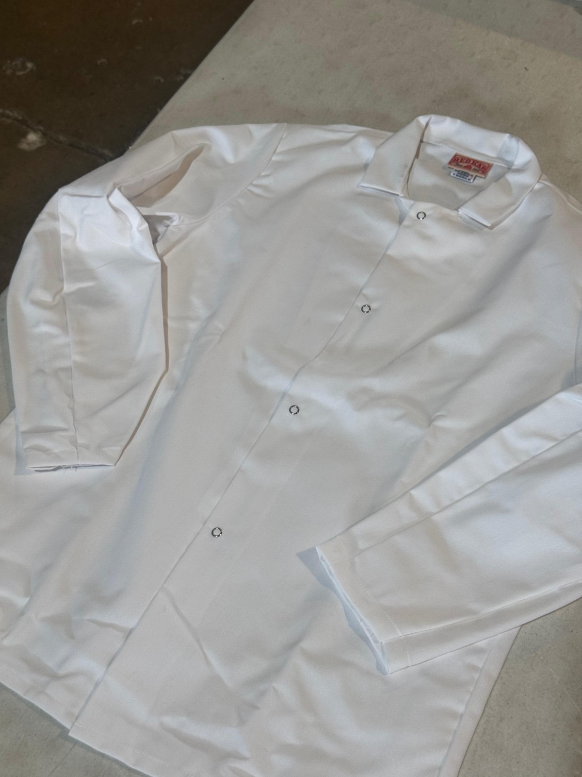 Red Kap Men's No Fuss Gripper Front Short Butcher Coat