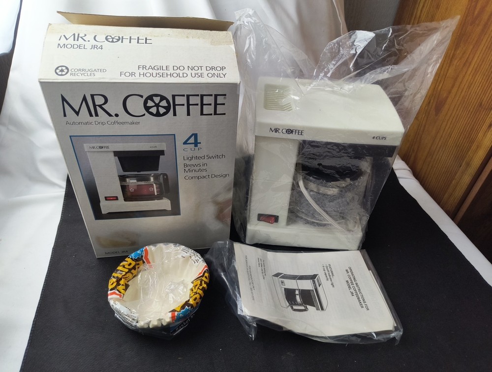 Mr. Coffee Brewer 4 Cup Automatic Drip JR-4 Coffee Maker Machine Classic White