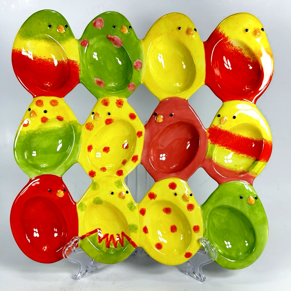 Department 56 Chicks Chicken Ceramic Deviled Egg Plate ~ Holds 12 Deviled Eggs