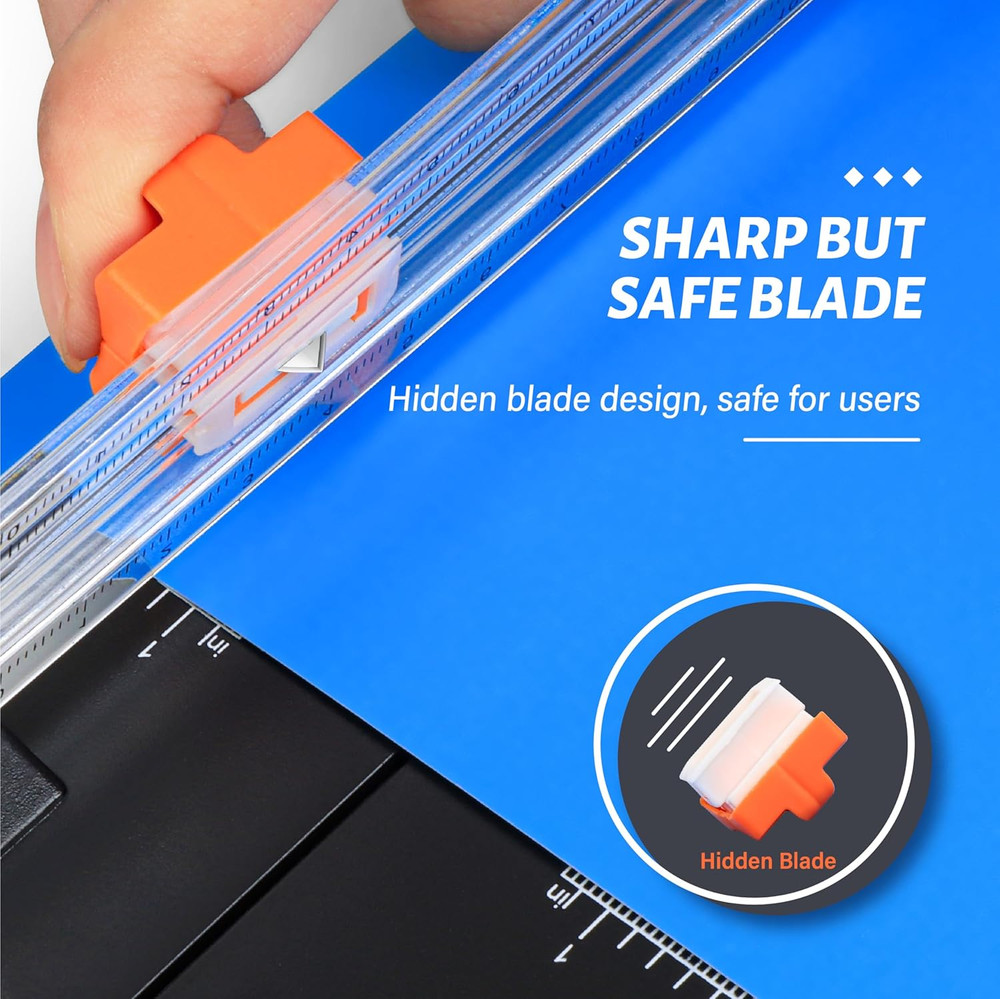 12" Paper Cutter Trimmer with Security Blade & Foldable Ruler, for A4 Crafting,