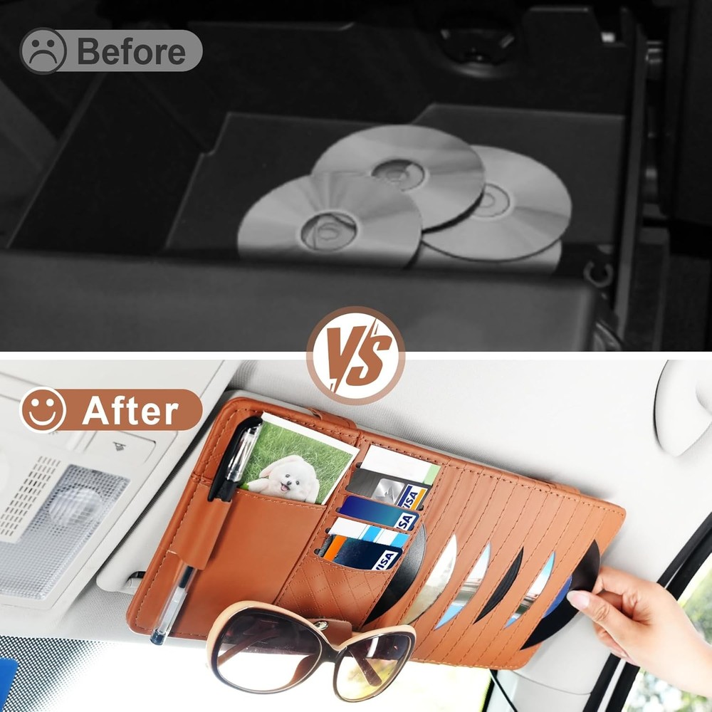 Sun Visor CD Case Holder for Car - Multi-Function Visor Organizer with CD/DVD...