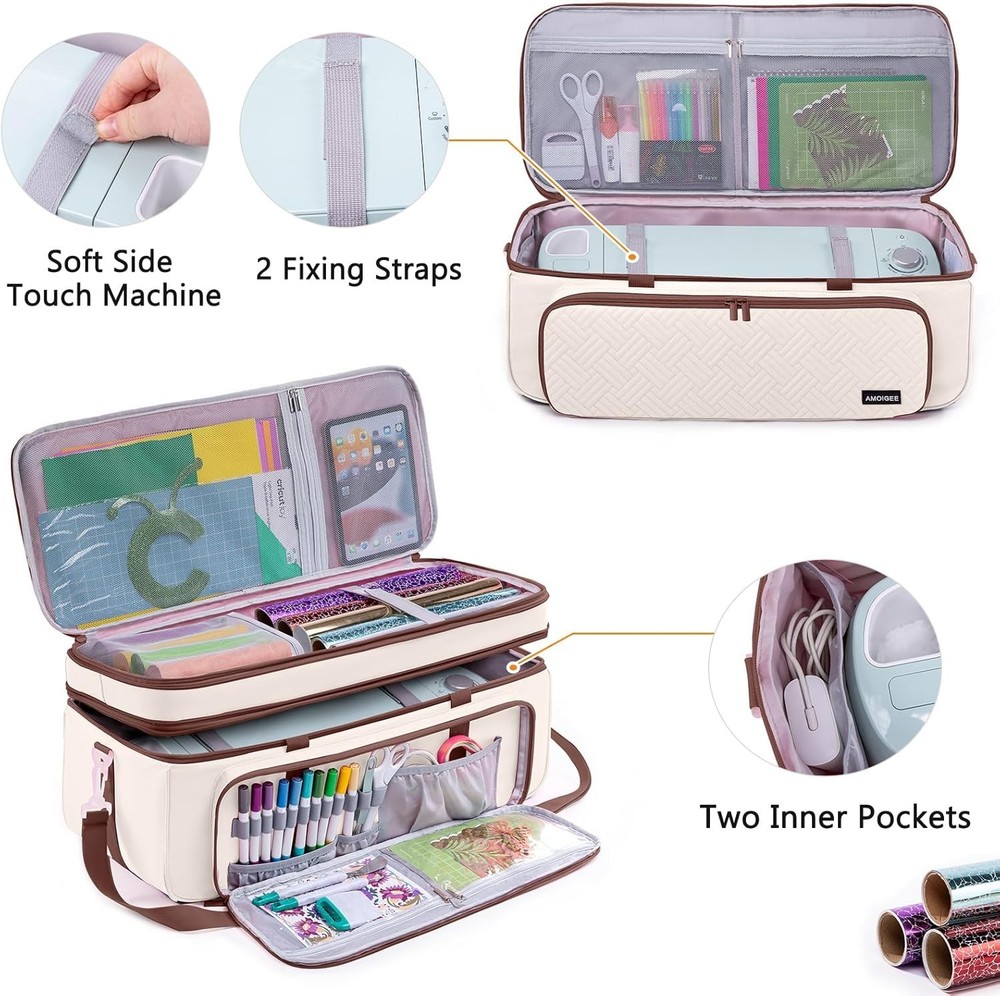 Double-Layer Carrying Case Compatible with Cricut Maker 4, Explore 4 Storage Bag