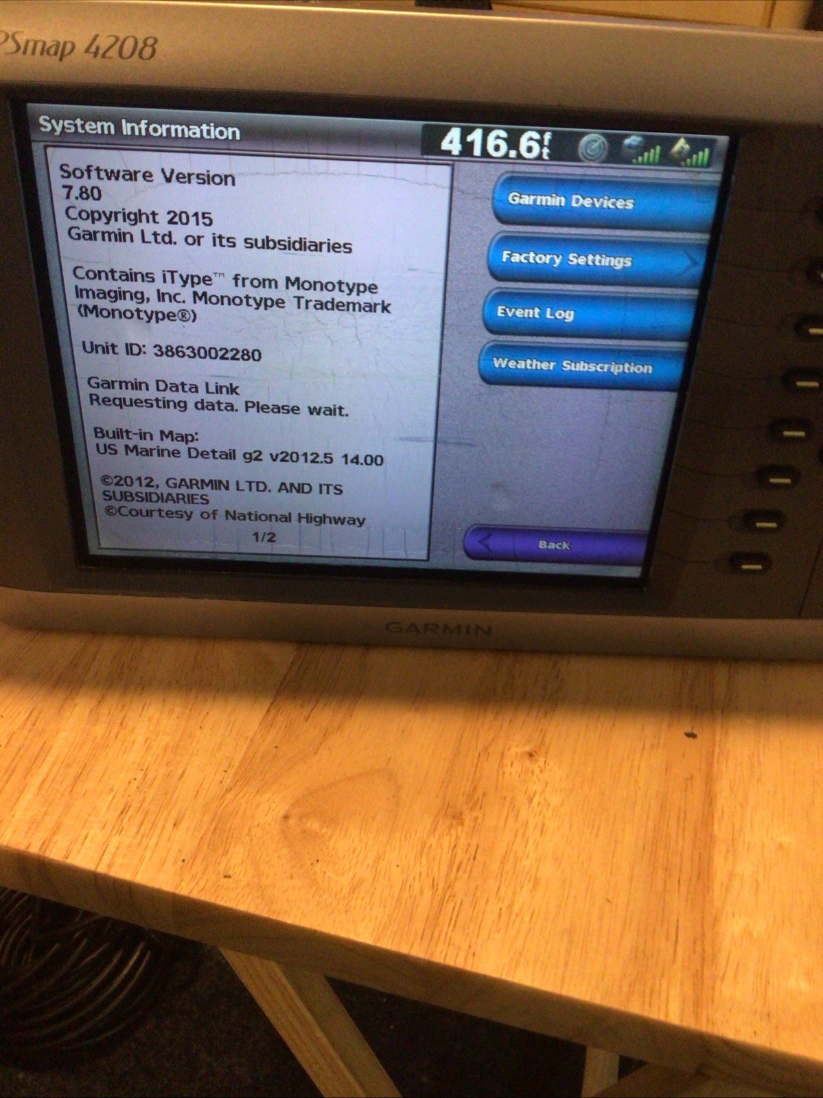 Garmin GPSMAP 4208 Chart Plotter Multi-Function Display