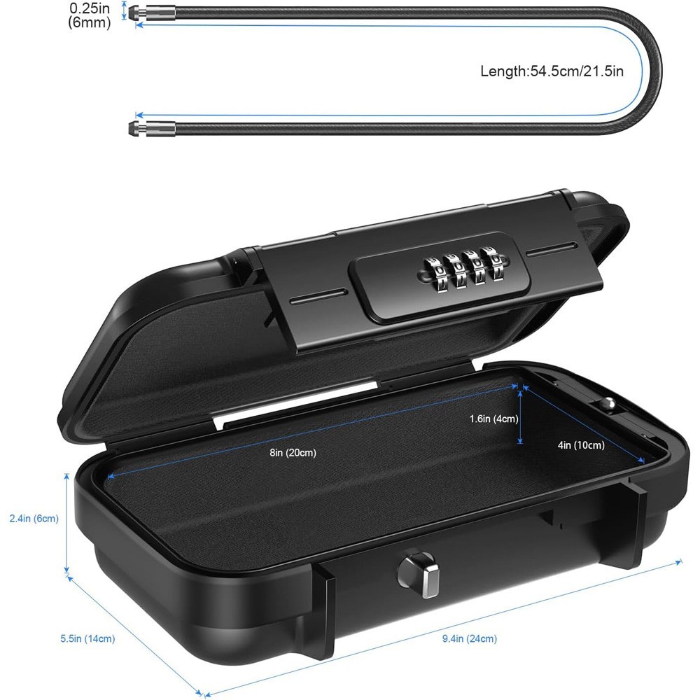 Safe Box Combination Security Case Travel Lockbox with Code Waterproof Portable