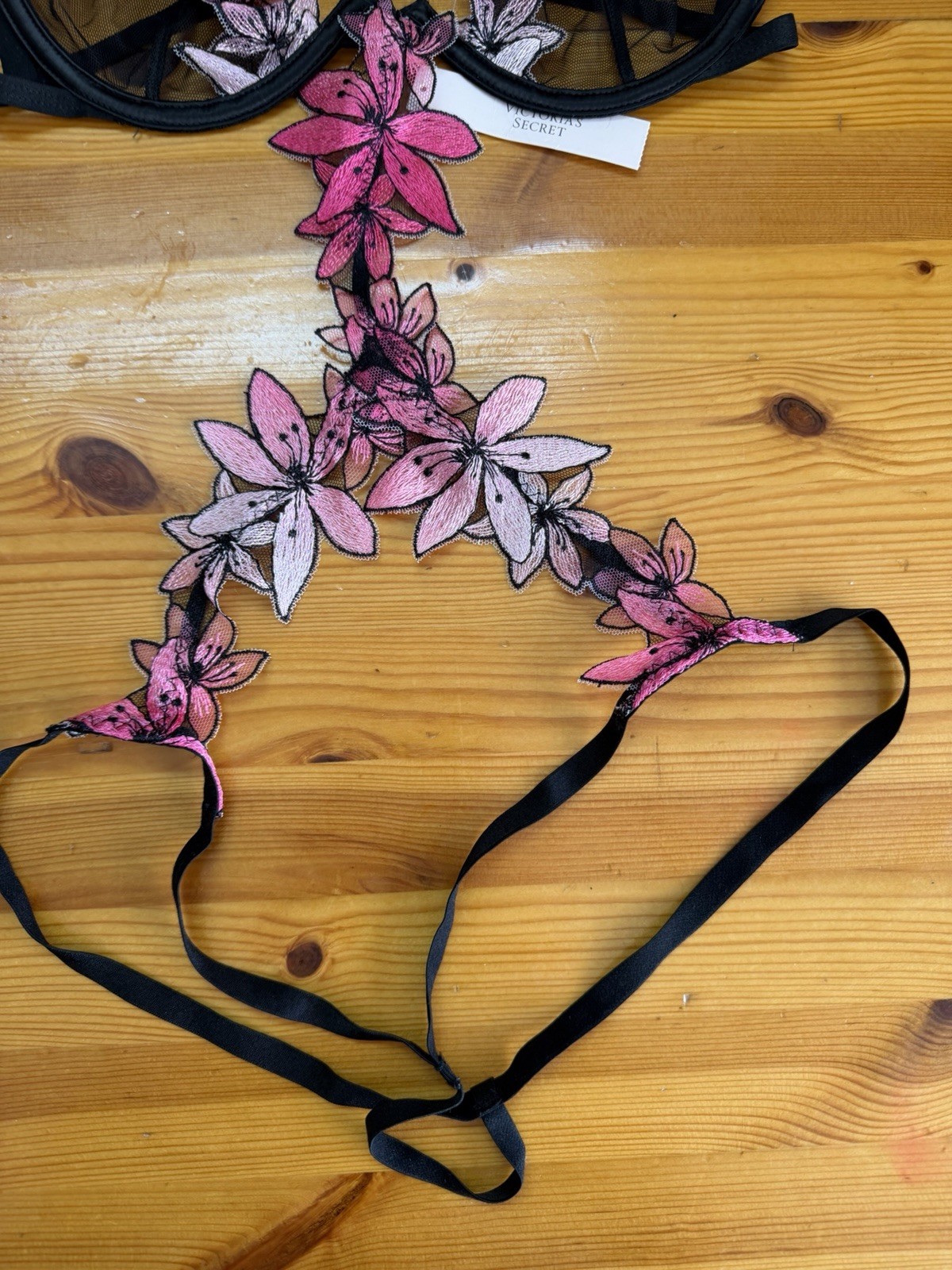 Victoria Secret Lingerie Teddy One Piece Bodysuit Black Pink Ziggy Glam Floral