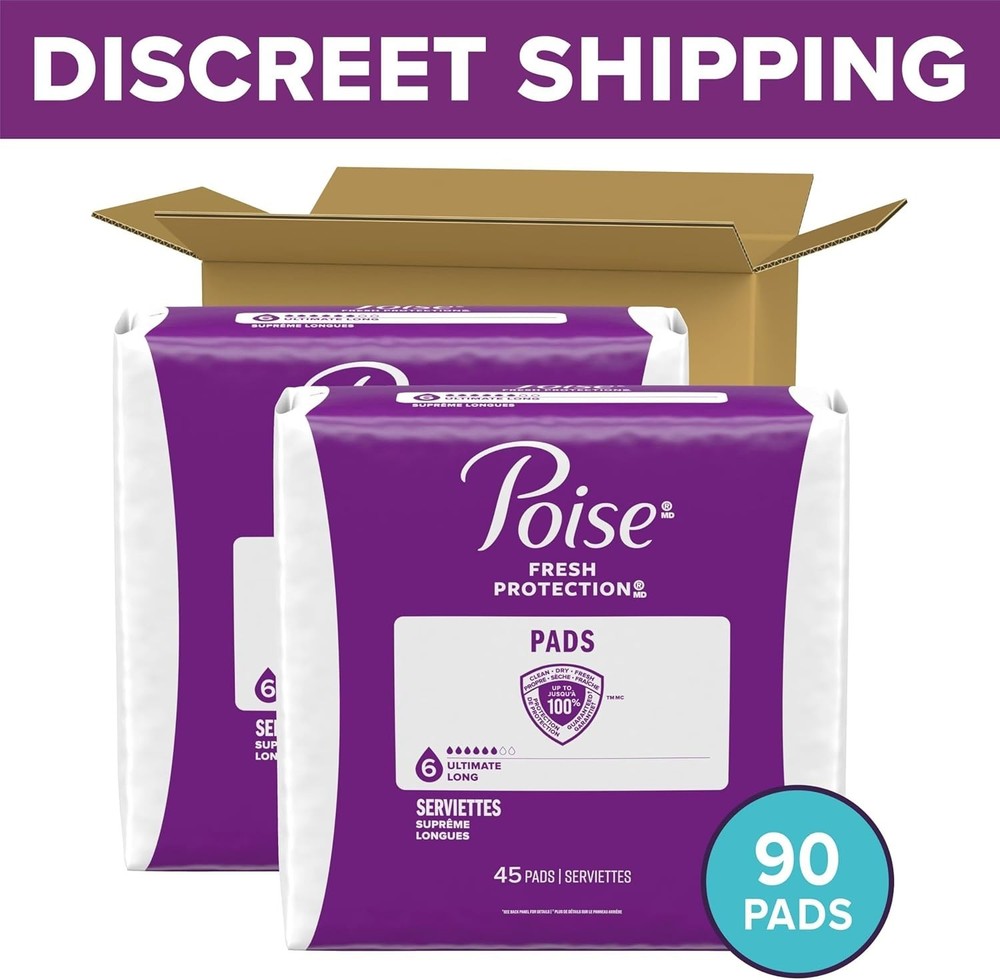 Incontinence & Postpartum Pads for Bladder Leaks, 6 Drop Ultimate Absorbency,...
