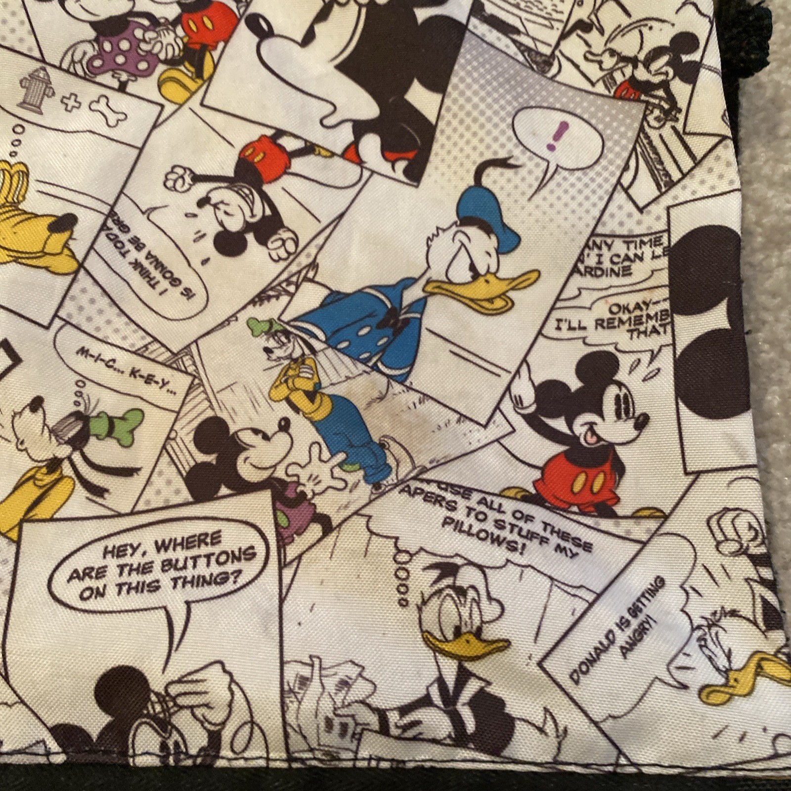 Walt Disney World Parks Drawstring Backpack Comic Strip Mickey Mouse Cinch Bag