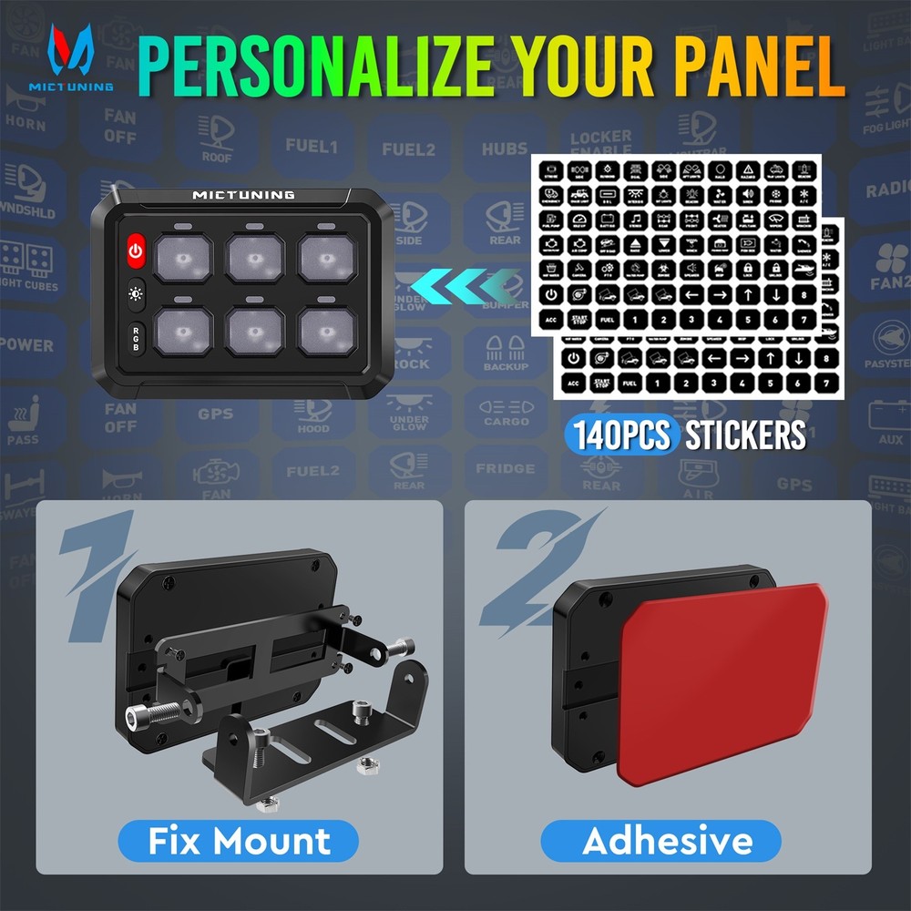 6 Gang Switch Panel, Universal On-Off LED Circuit Control Relay System Box