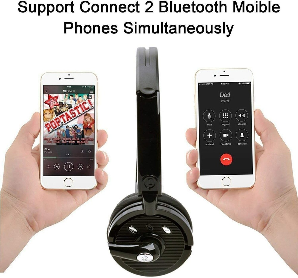 Bluetooth Headset with Microphone Wireless Headphones for iPhone Trucker Driver