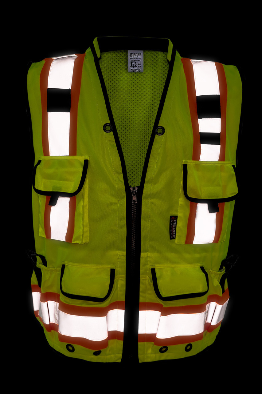 Fierce Safety Class 2 Lime Heavy Duty Vest with Tablet Pockets
