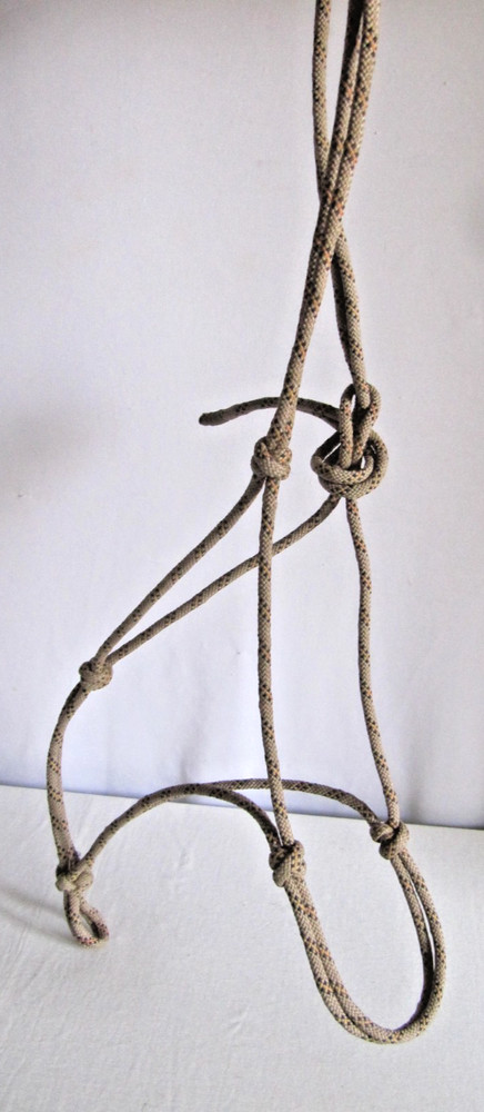 KNOT ROPE HALTER Tan with Blk & Orange