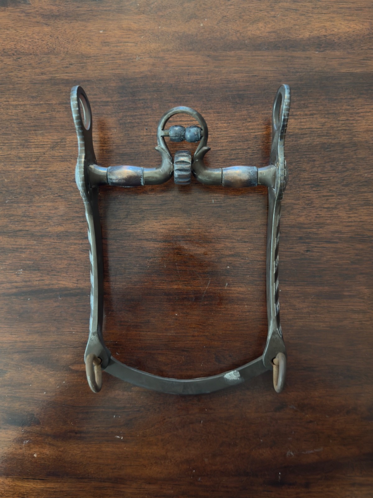 VINTAGE STERLING SILVER VENTURA STYLE CHEVRON INLAY SHOW BIT MAKER MARKED GARCIA