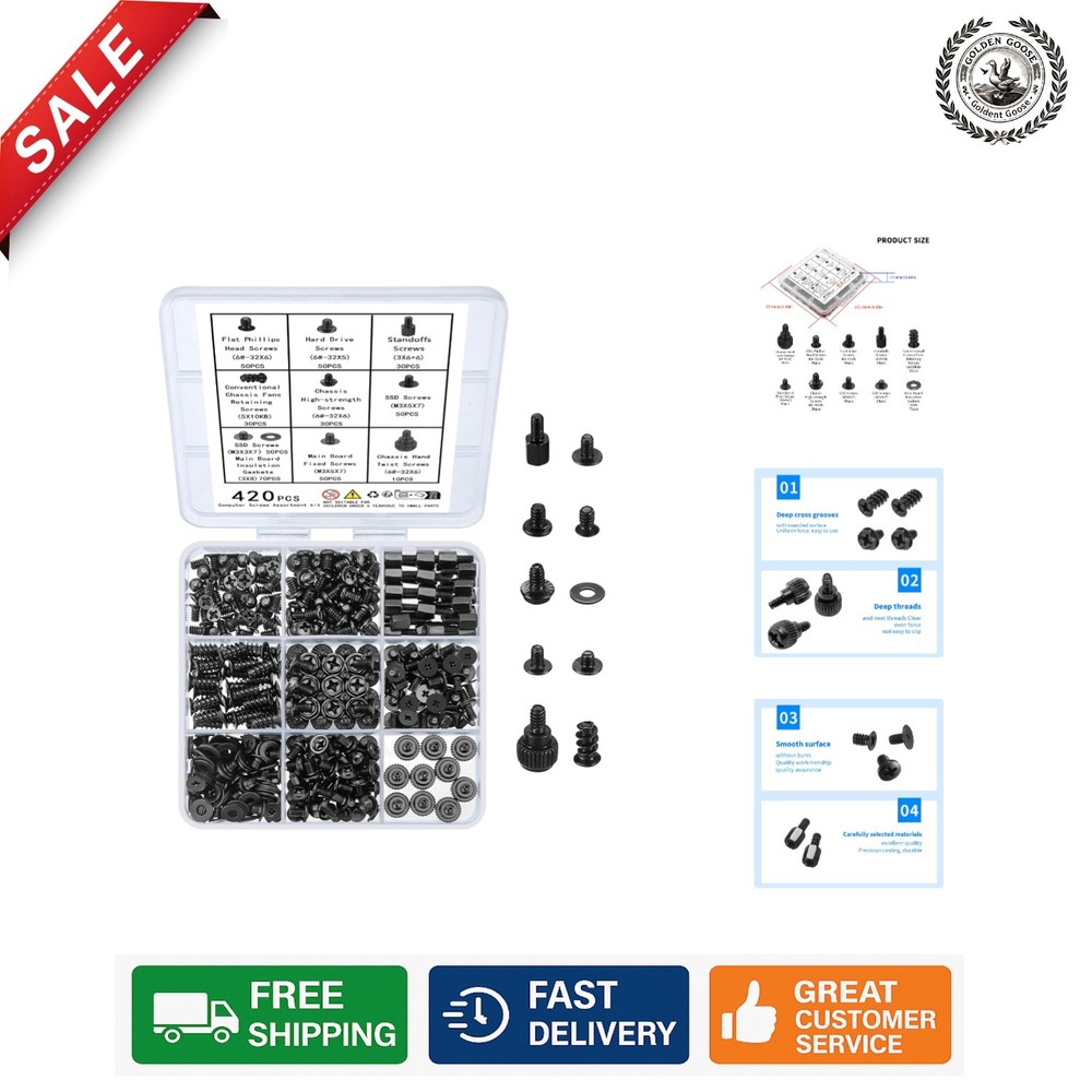 Versatile 420-Piece Computer Standoff and Screw Set - Rust-Resistant & Durable