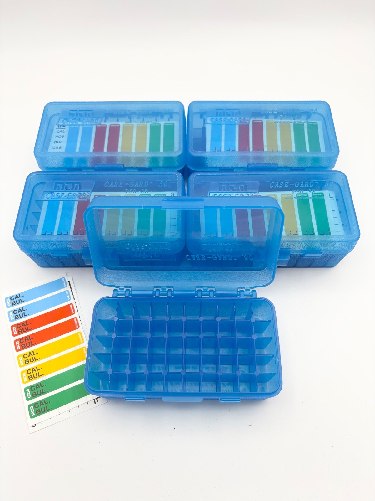 MTM P50-38 Flip-Top 50 Round Ammo Box Set for .38 Special / .357 Magnum (5 pack)