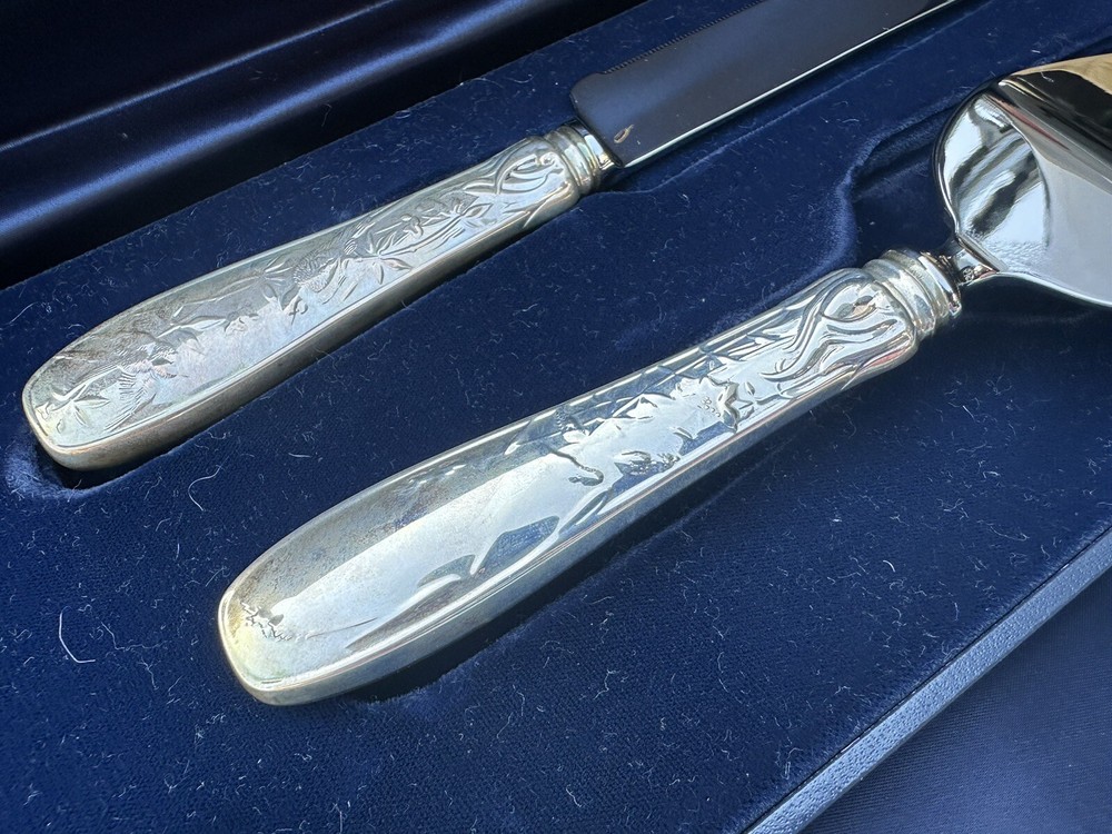 Authentic Tiffany Cake Servers Sterling Silver in box