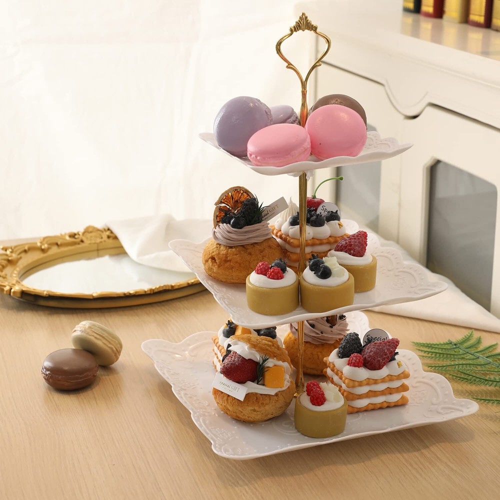 2 Pack Cupcake Stand 3 Tier Serving Tray Cupcake Dessert Candy Fruit Display Hol