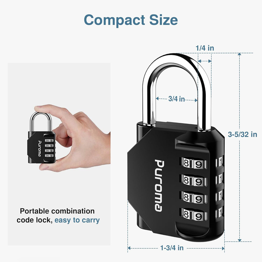 2 Pack Combination Lock for Locker 4 Digit Outdoor Waterproof Padlock for School